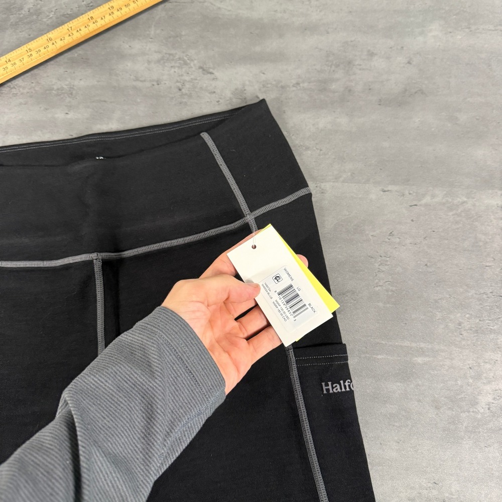Halfdays Leggings Womens Large Hallie Black Merino Wool Base Layer NEW $130 - Picture 4 of 8